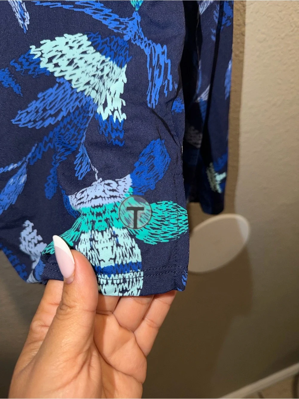 Tribal Sport UPF 50+ Floral Quarter Zip Performance Top Navy Blue XL